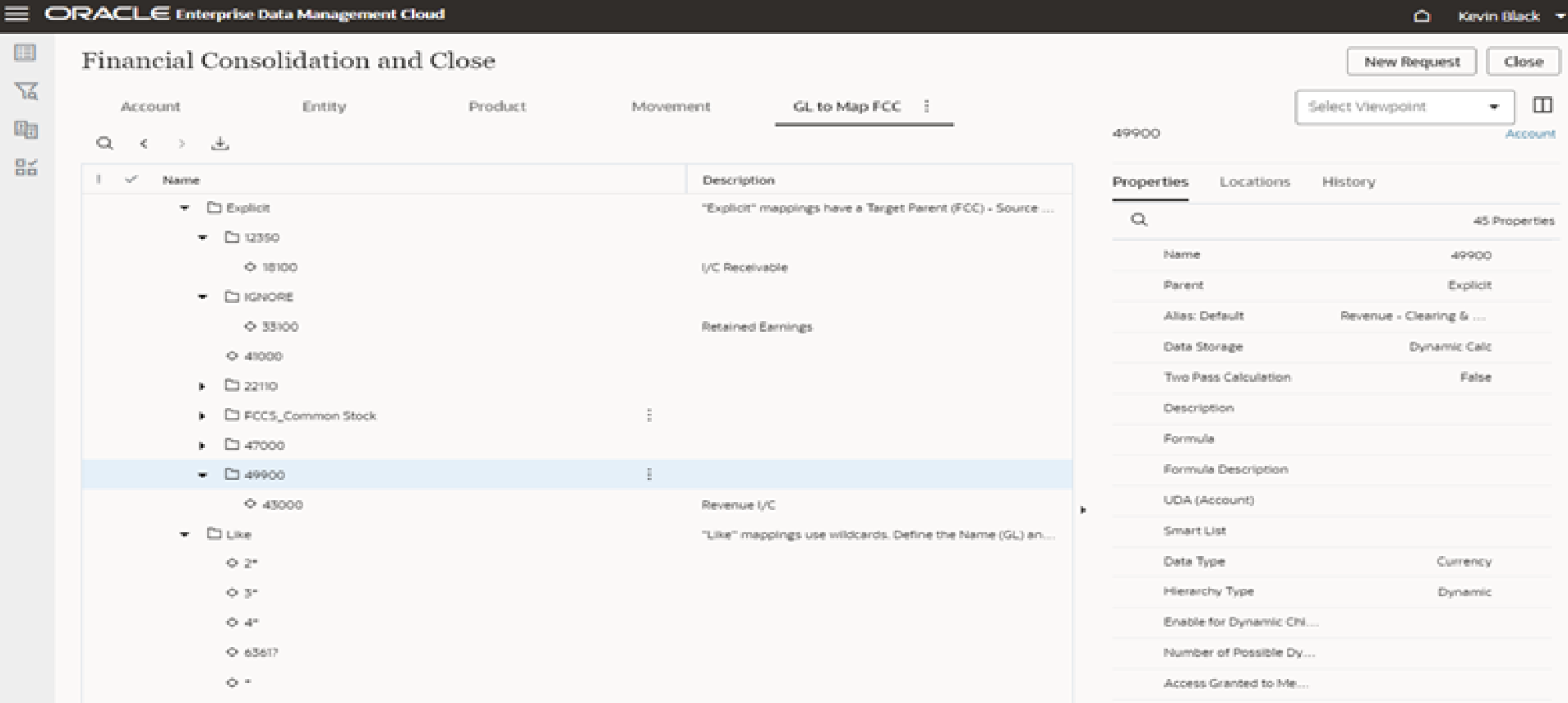 Oracle EDM screenshot explicit and like mappings