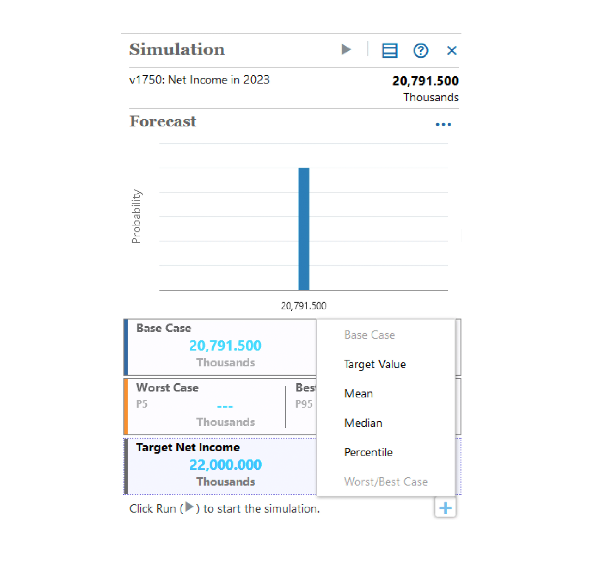 Oracle EPM Strategic Modeling forecast with key outputs