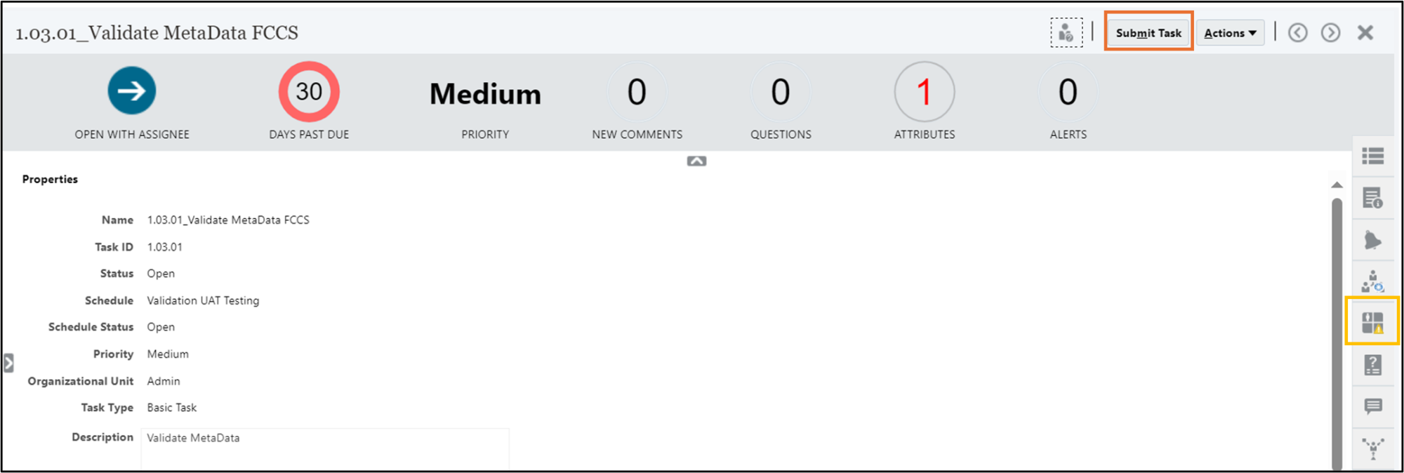 Oracle Task Manager screenshot of user testing interface