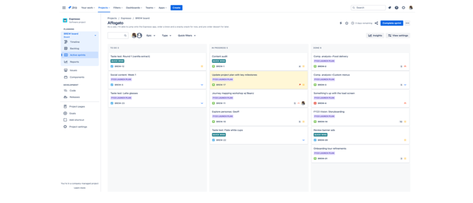 screenshot of Jira project management software